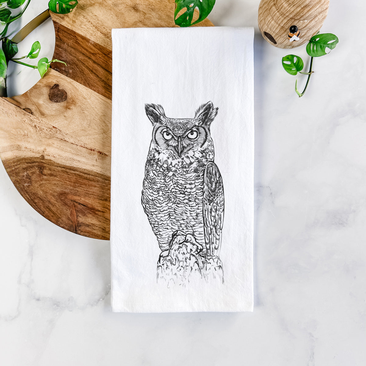 Bubo virginianus - Great Horned Owl Tea Towel