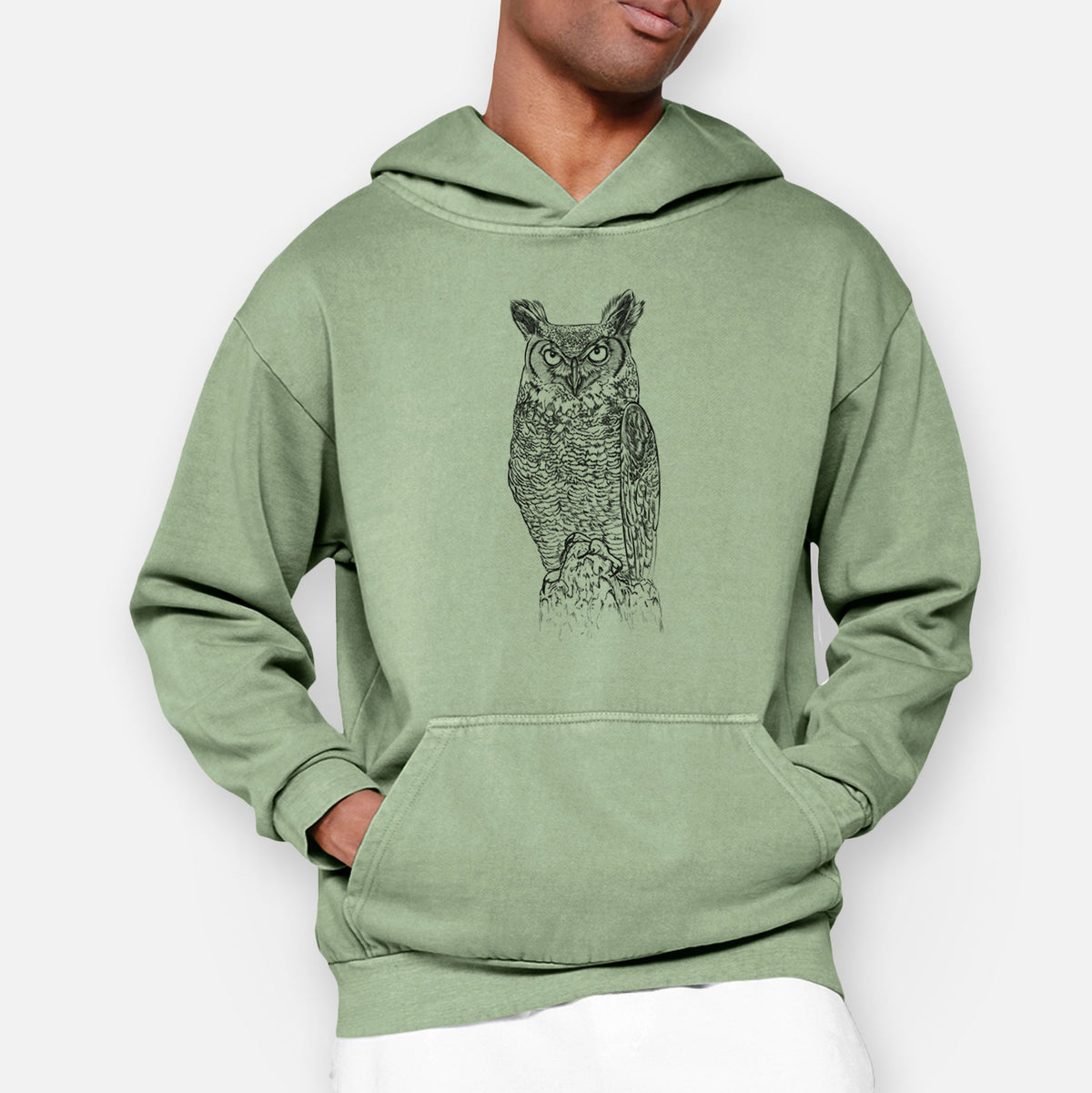 Bubo virginianus - Great Horned Owl  - Urban Heavyweight Hoodie