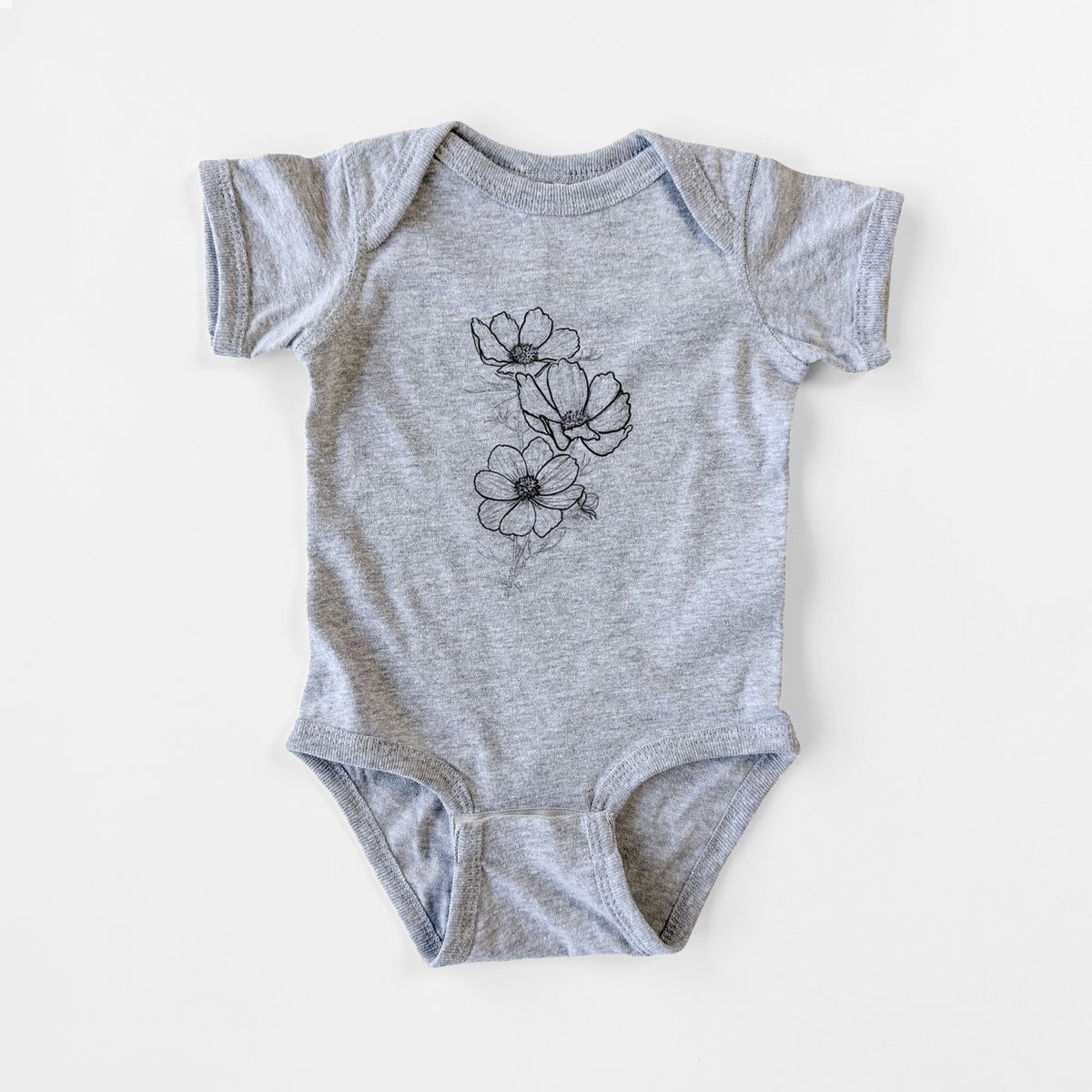 Garden Cosmos - Apollo White Cosmos bipinnatus - Baby Fine Jersey Bodysuit