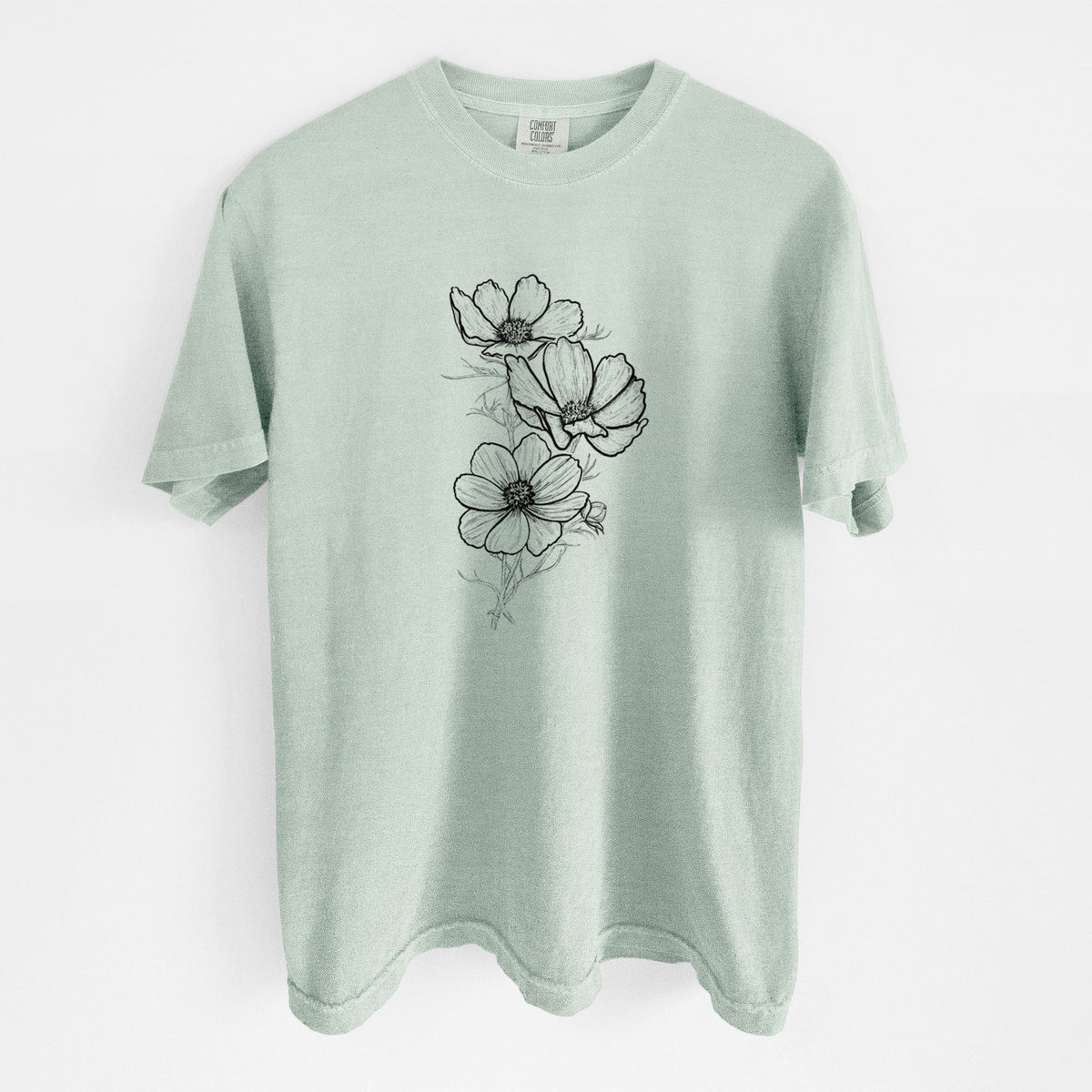 Garden Cosmos - Apollo White Cosmos bipinnatus - Unisex Comfort Colors Garment-Dyed Heavyweight T-shirt