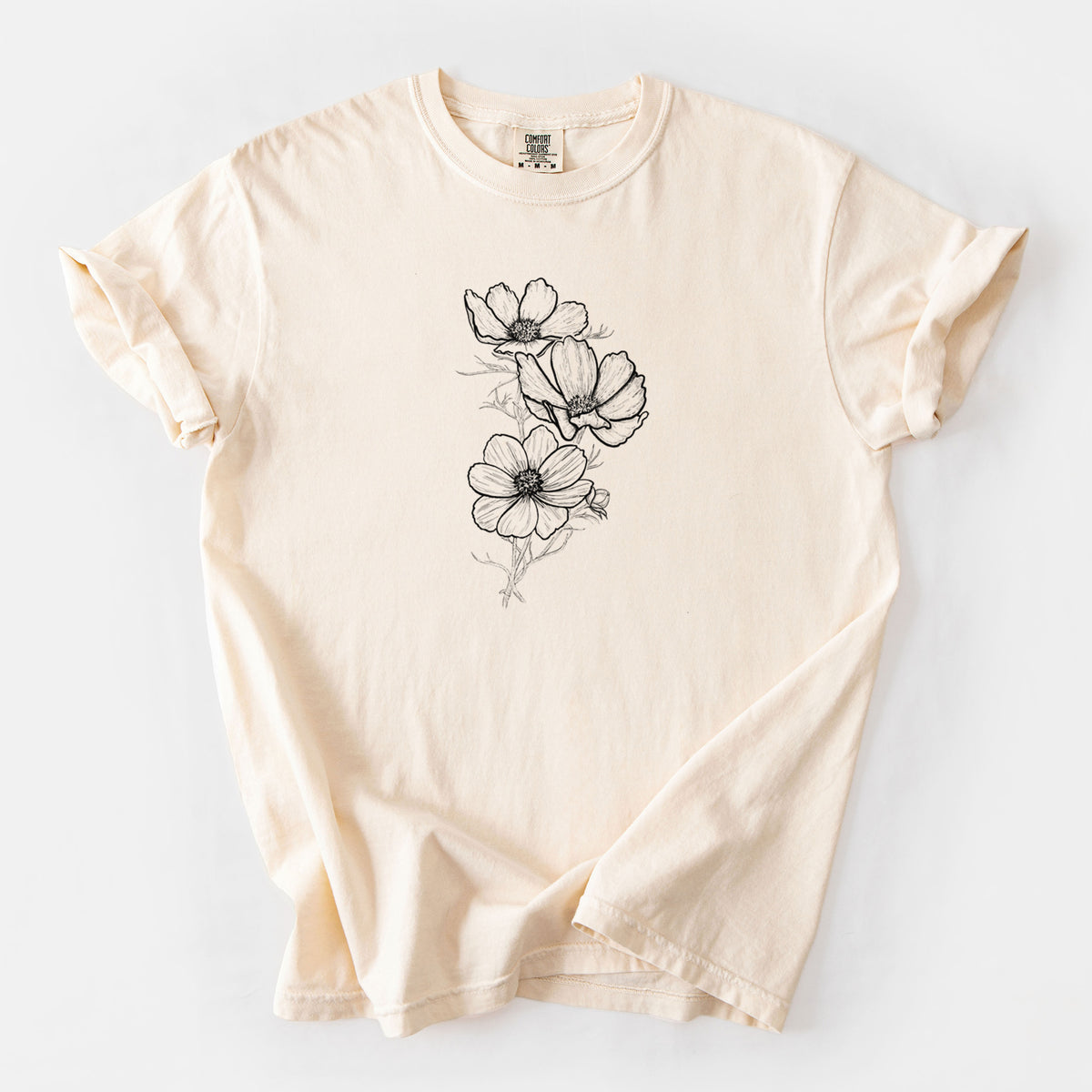 Garden Cosmos - Apollo White Cosmos bipinnatus - Unisex Comfort Colors Garment-Dyed Heavyweight T-shirt