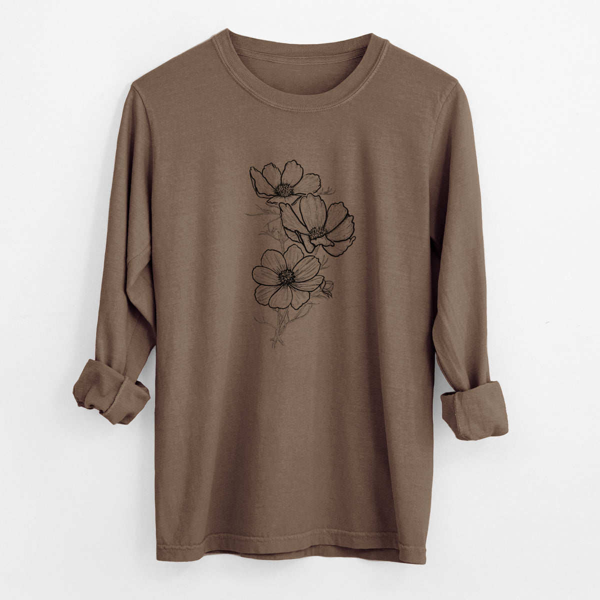 Garden Cosmos - Apollo White Cosmos bipinnatus - Unisex Comfort Colors 100% Cotton Long Sleeve