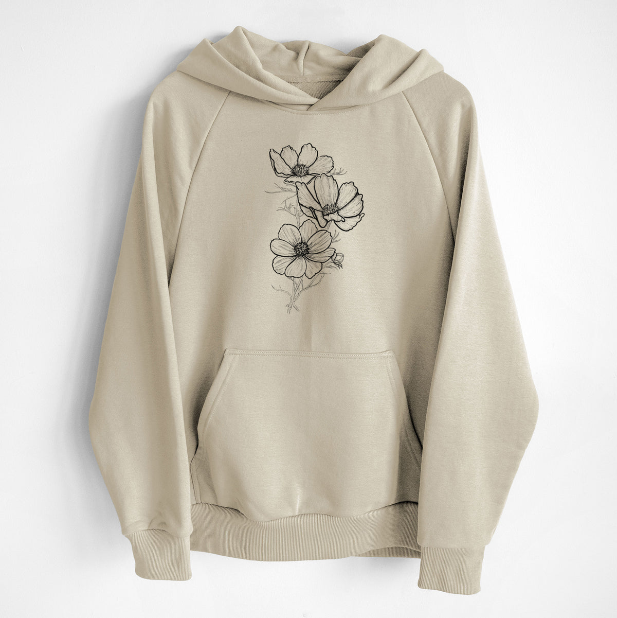 Garden Cosmos - Apollo White Cosmos bipinnatus - UltraLuxe Heavyweight French Terry Hoodie
