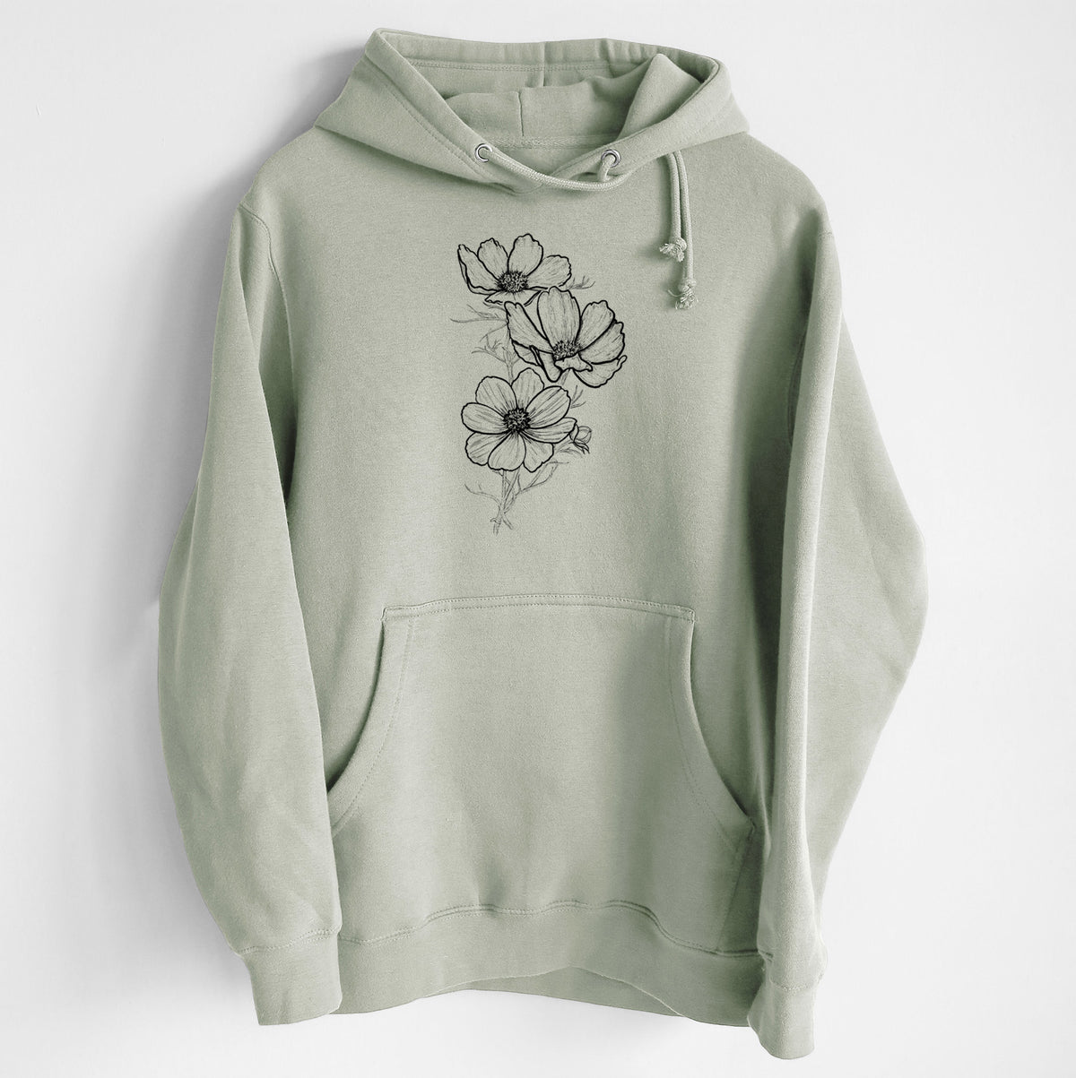 Garden Cosmos - Apollo White Cosmos bipinnatus - Heavyweight Fleece Hoodie