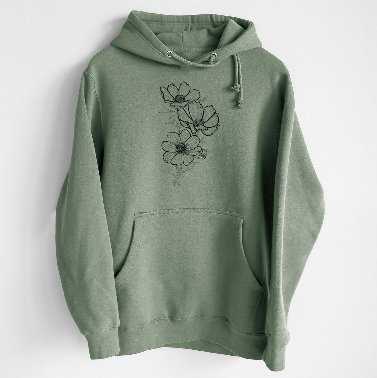 Garden Cosmos - Apollo White Cosmos bipinnatus - Heavyweight Fleece Hoodie