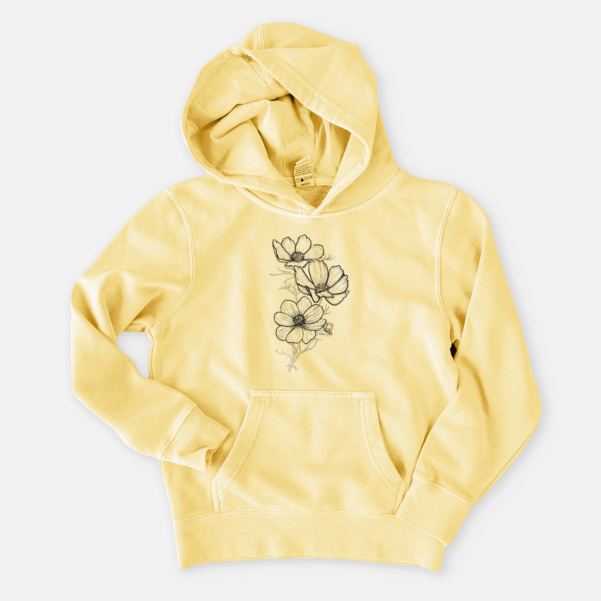 Garden Cosmos - Apollo White Cosmos bipinnatus - Youth Pigment Dyed Hoodie