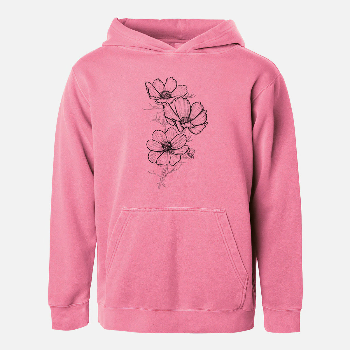 Garden Cosmos - Apollo White Cosmos bipinnatus - Youth Pigment Dyed Hoodie