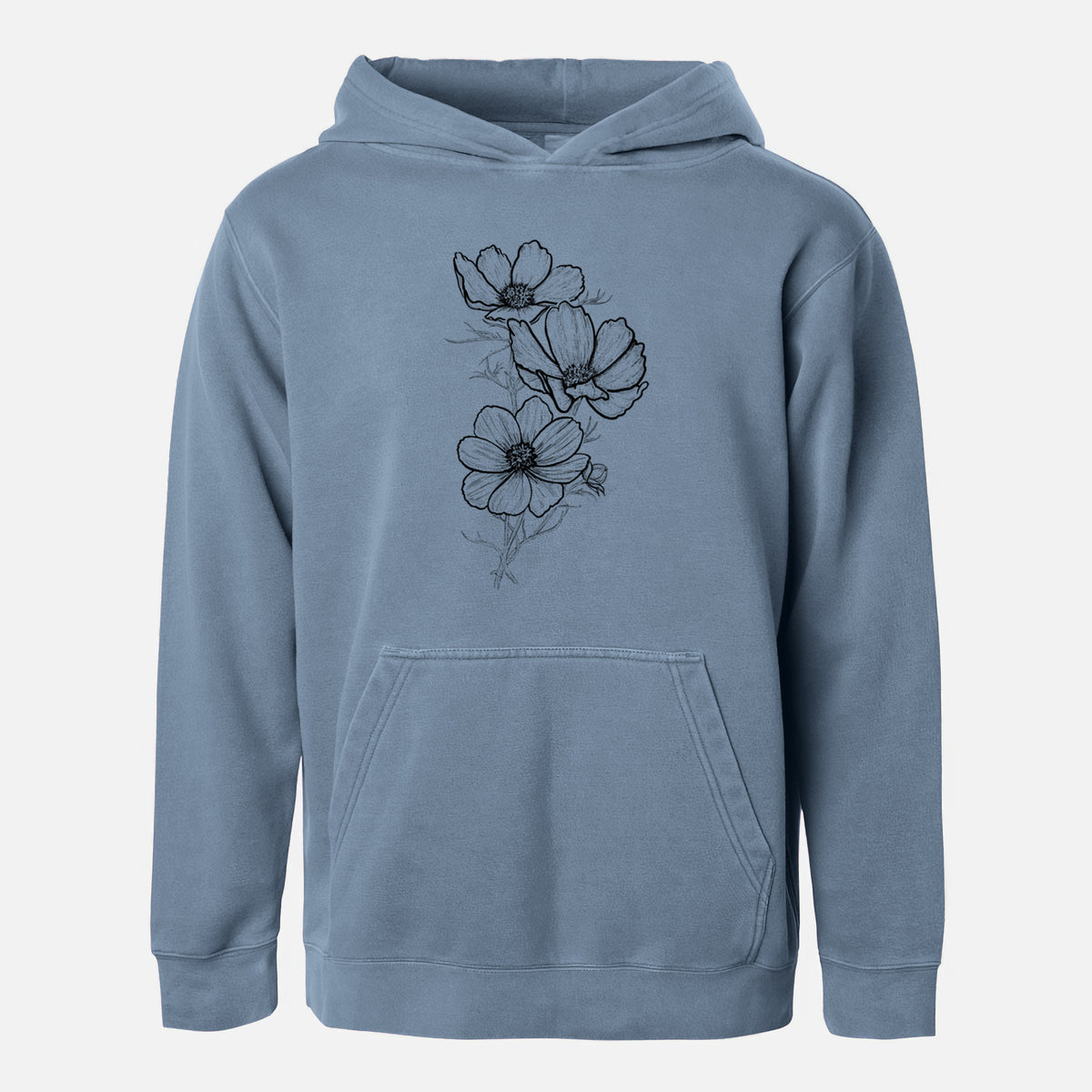 Garden Cosmos - Apollo White Cosmos bipinnatus - Youth Pigment Dyed Hoodie