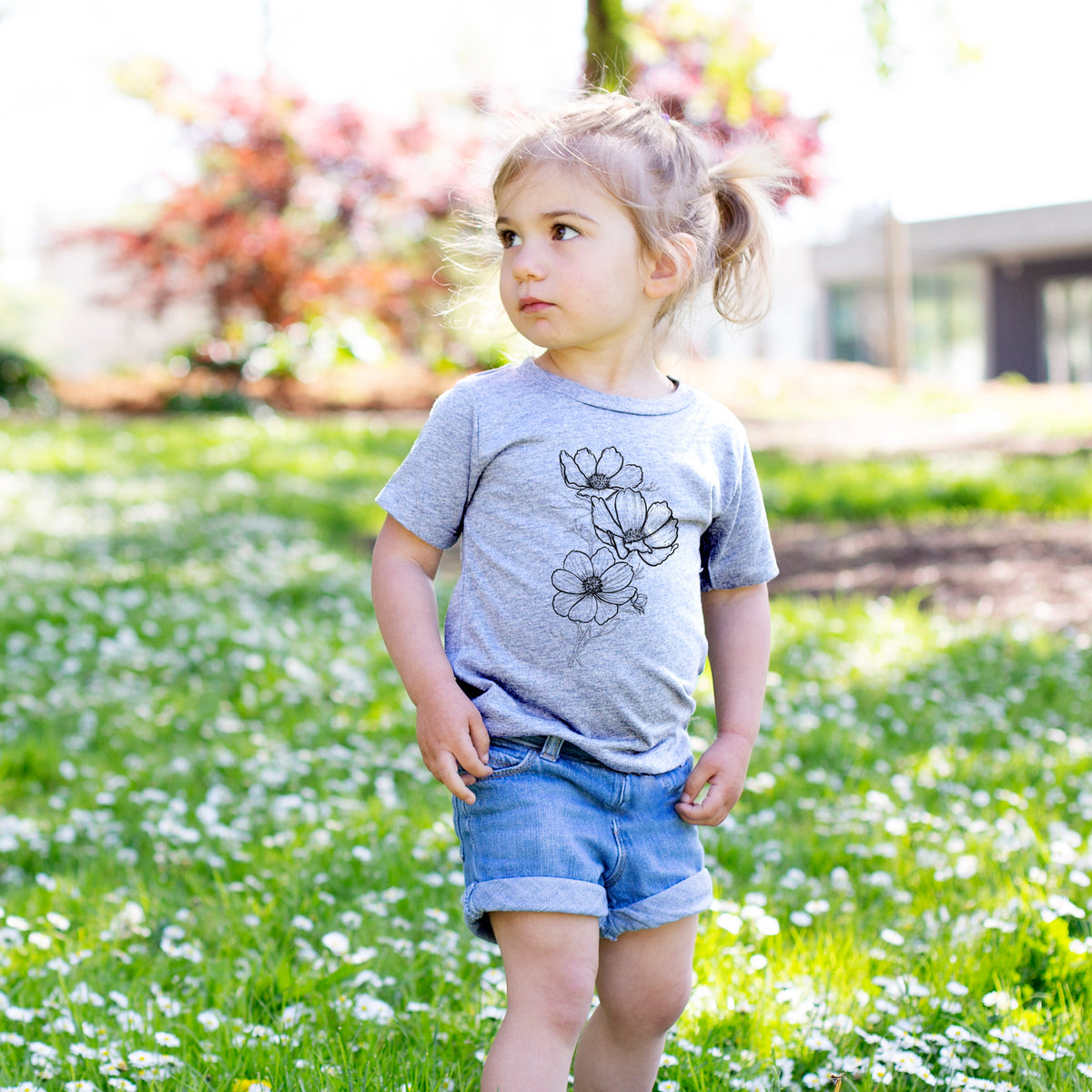 Garden Cosmos - Apollo White Cosmos bipinnatus - Kids Shirt