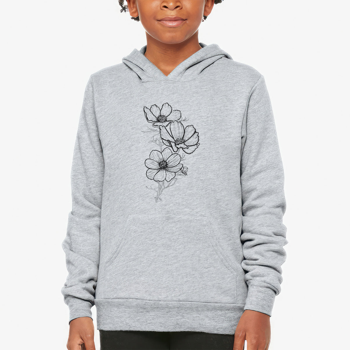 Garden Cosmos - Apollo White Cosmos bipinnatus - Youth Hoodie Sweatshirt