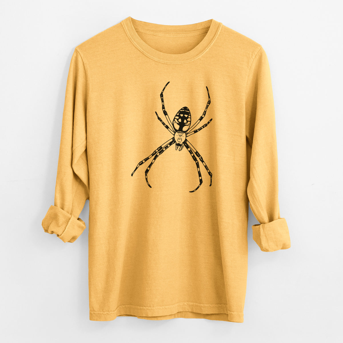 Argiope aurantia - Yellow Garden Spider - Men&#39;s Heavyweight 100% Cotton Long Sleeve