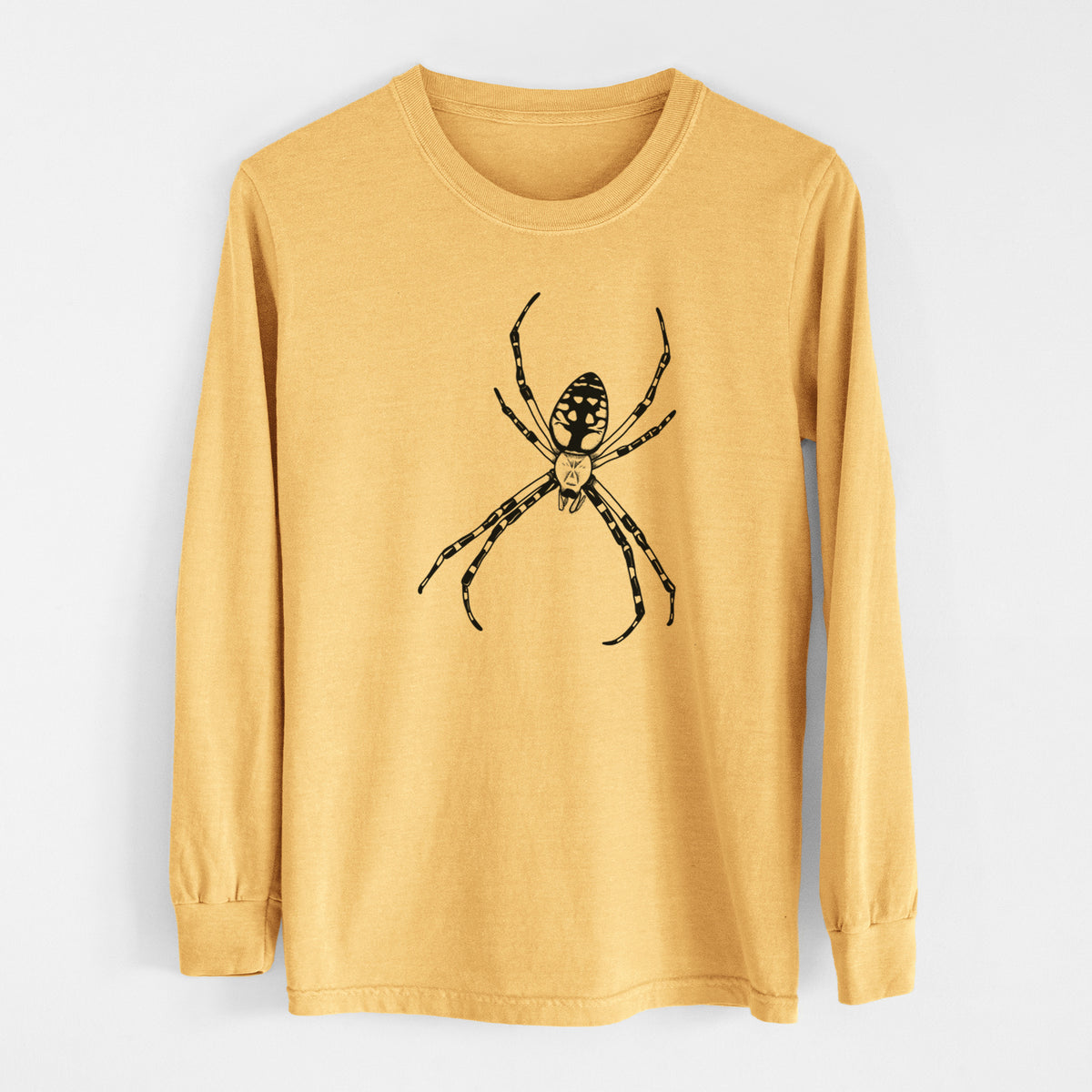 Argiope aurantia - Yellow Garden Spider - Men&#39;s Heavyweight 100% Cotton Long Sleeve