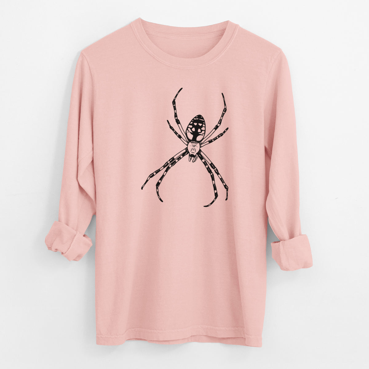 Argiope aurantia - Yellow Garden Spider - Men&#39;s Heavyweight 100% Cotton Long Sleeve