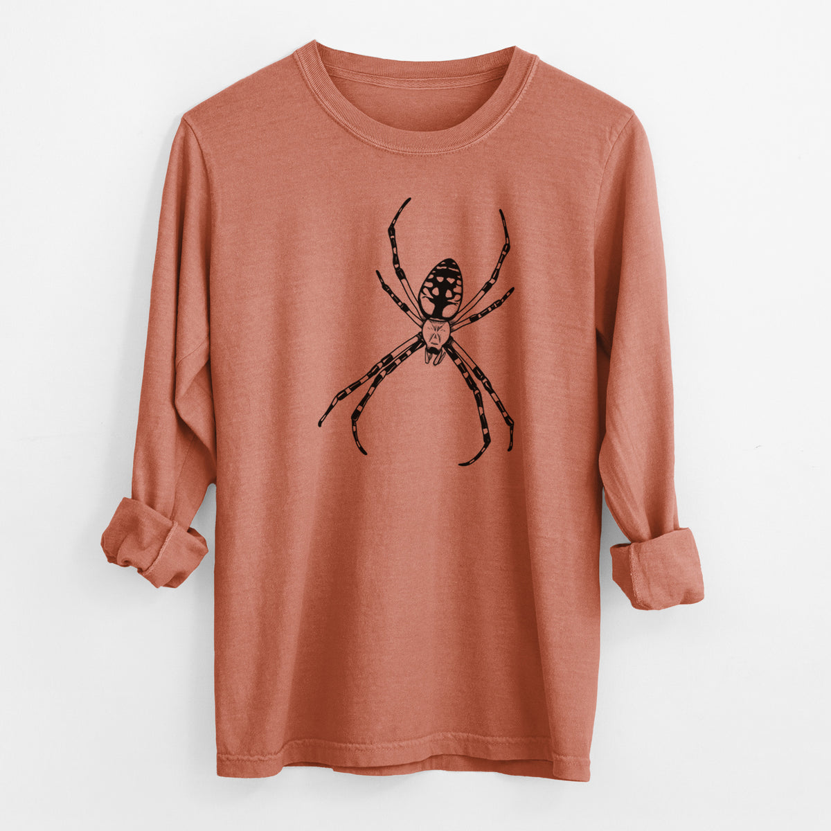 Argiope aurantia - Yellow Garden Spider - Men&#39;s Heavyweight 100% Cotton Long Sleeve