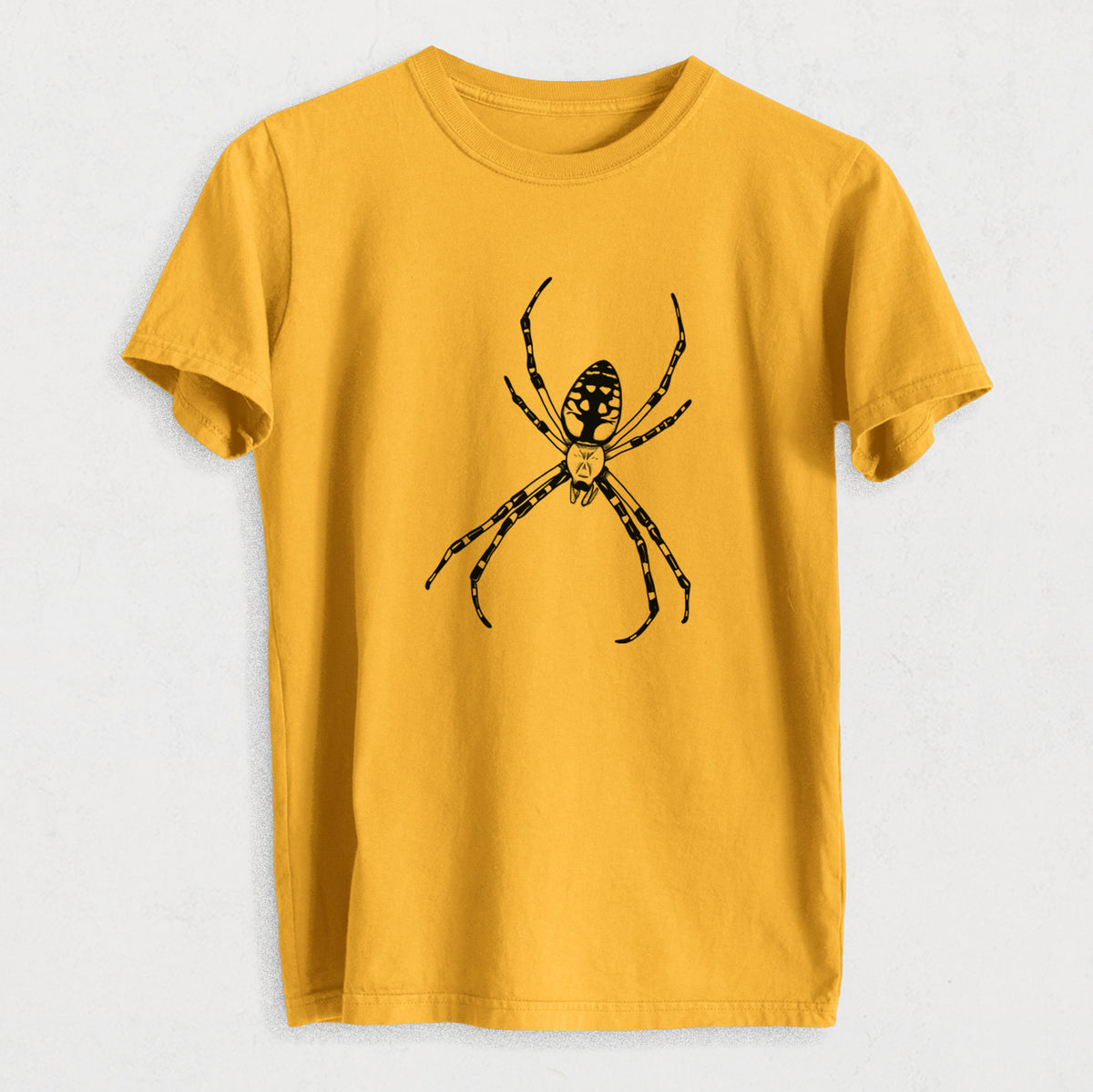 Argiope aurantia - Yellow Garden Spider - Heavyweight Men&#39;s 100% Organic Cotton Tee