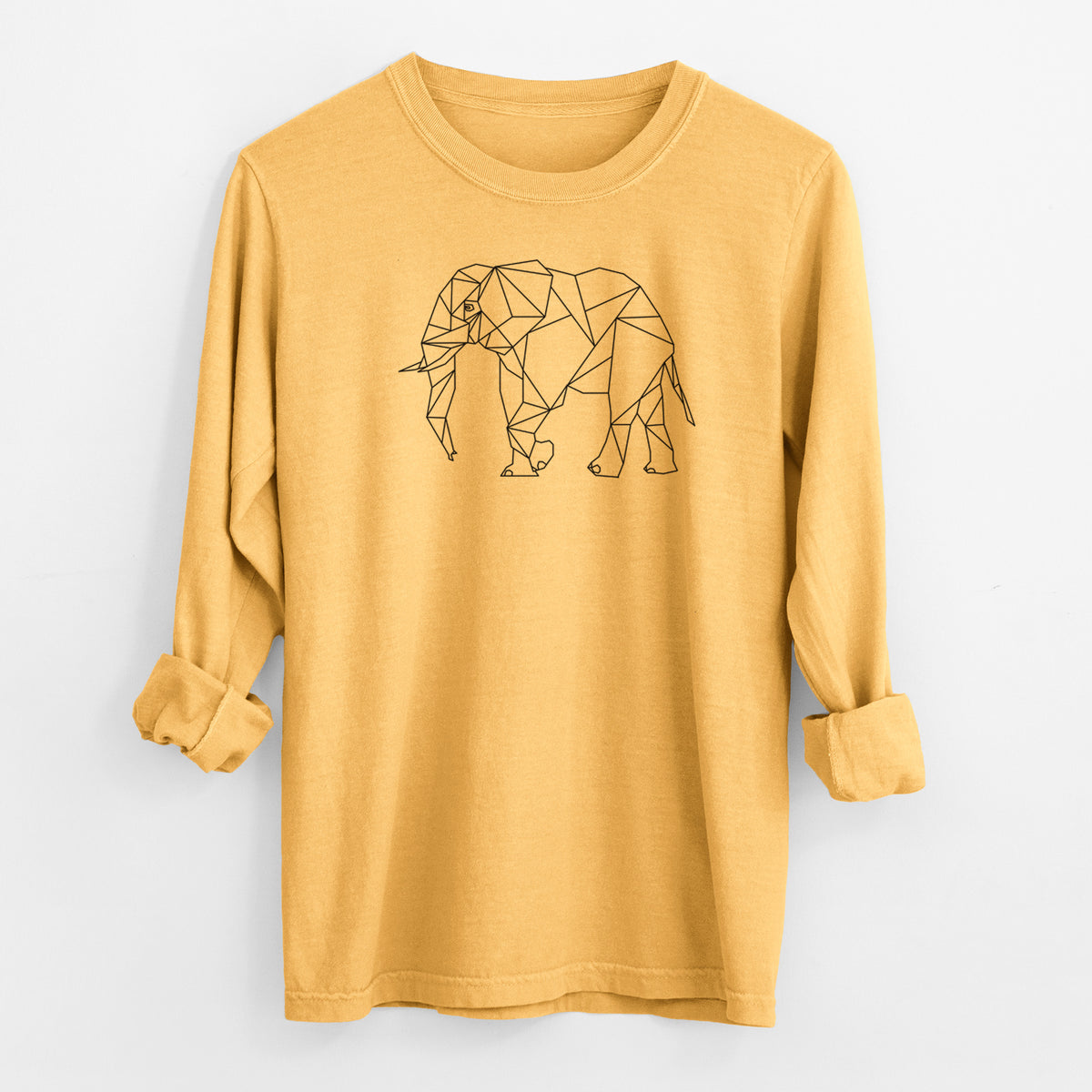 Geometric Elephant - Men&#39;s Heavyweight 100% Cotton Long Sleeve