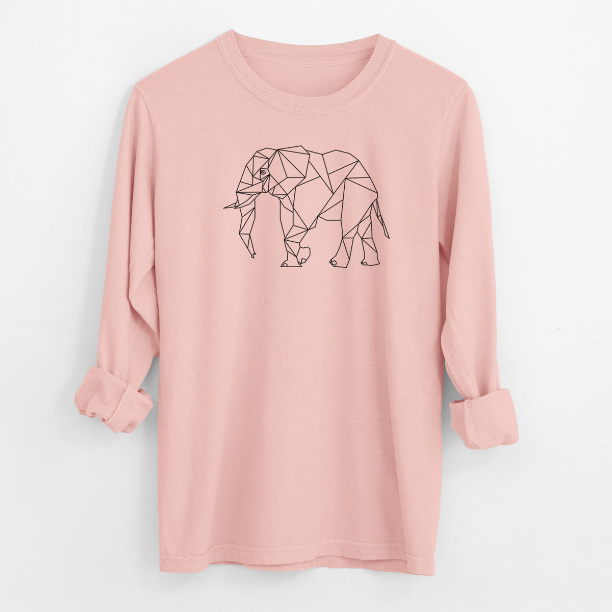 Geometric Elephant - Men&#39;s Heavyweight 100% Cotton Long Sleeve