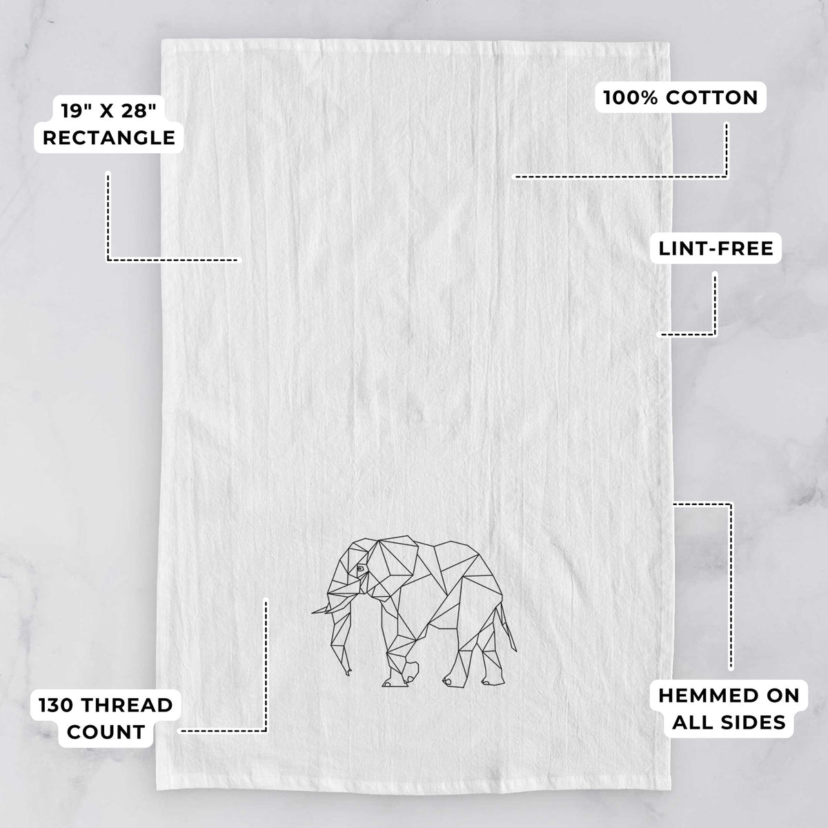 Geometric Elephant Tea Towel