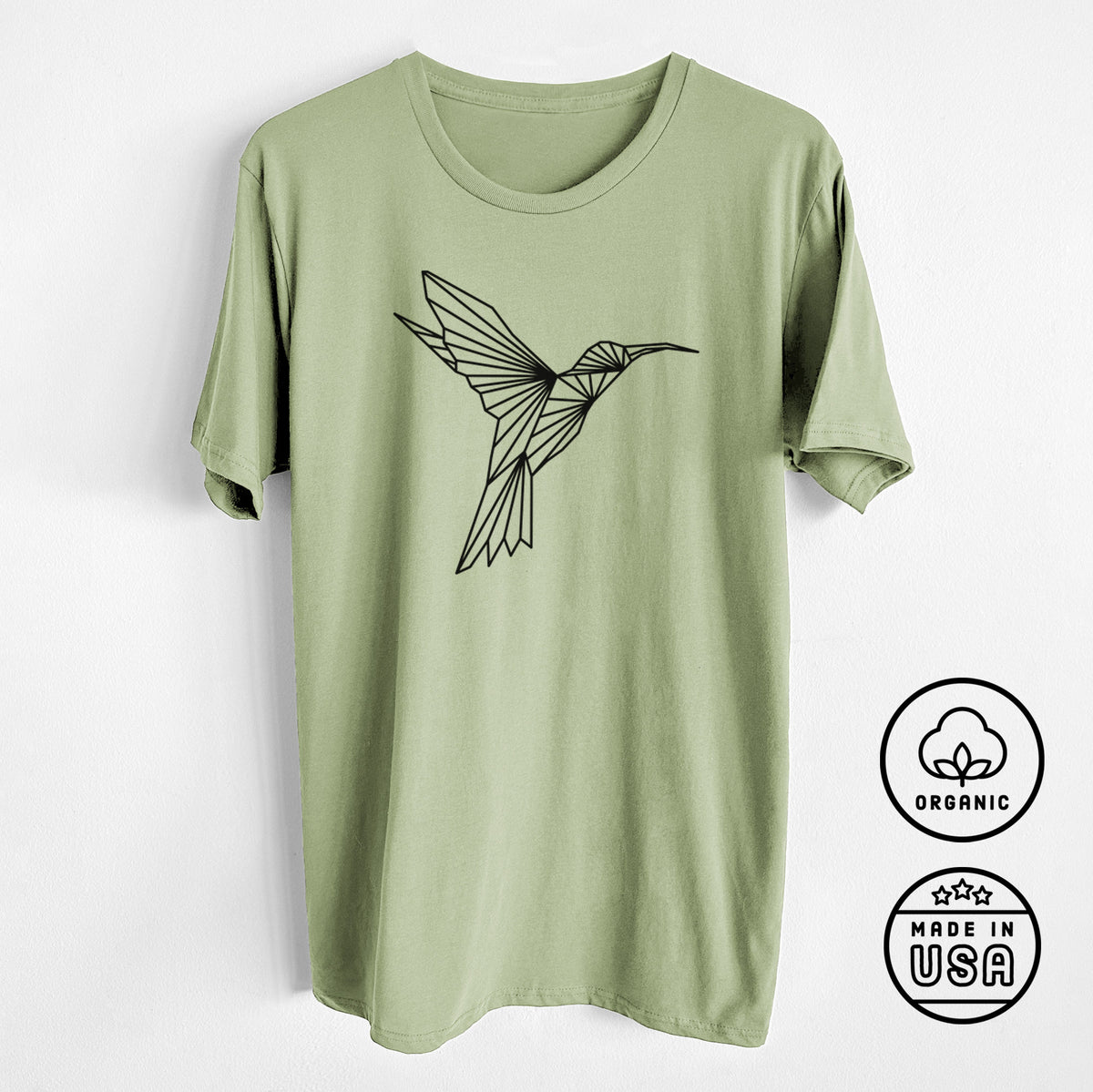 CLOSEOUT - Geometric Hummingbird - Unisex Crewneck - Made in USA - 100% Organic Cotton