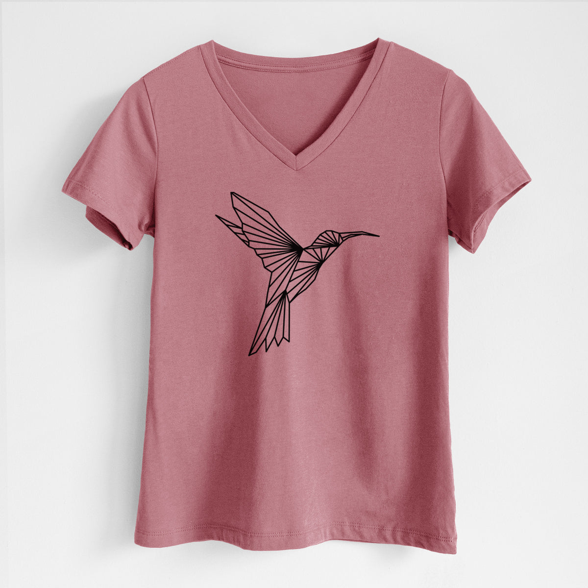 Geometric Hummingbird - Women&#39;s Lightweight Relaxed Fit 100% Cotton V-neck