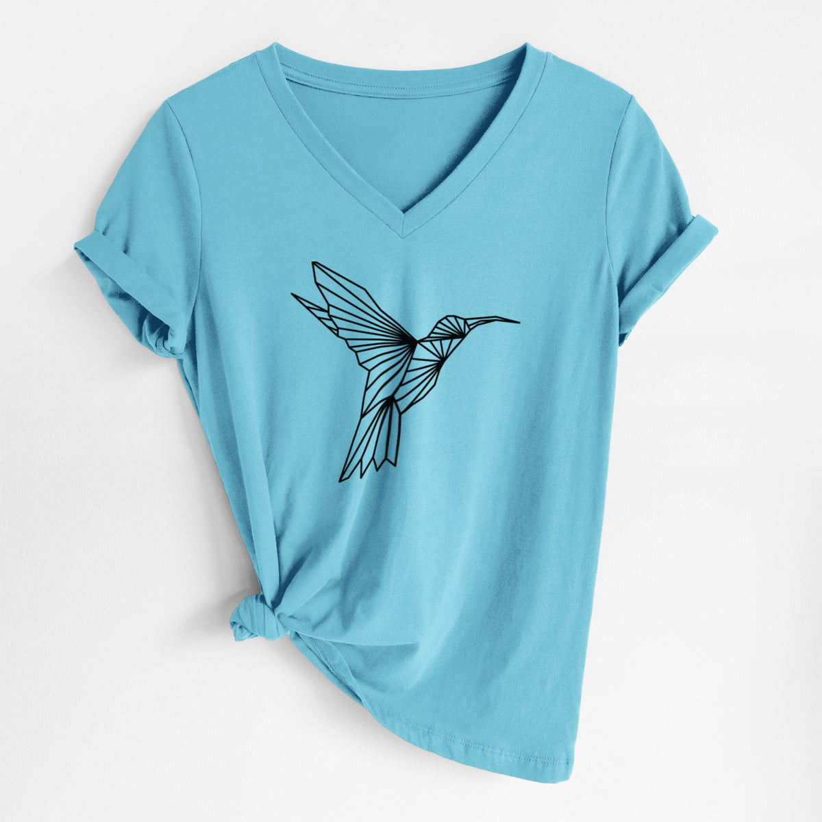 Geometric Hummingbird - Women&#39;s Lightweight Relaxed Fit 100% Cotton V-neck