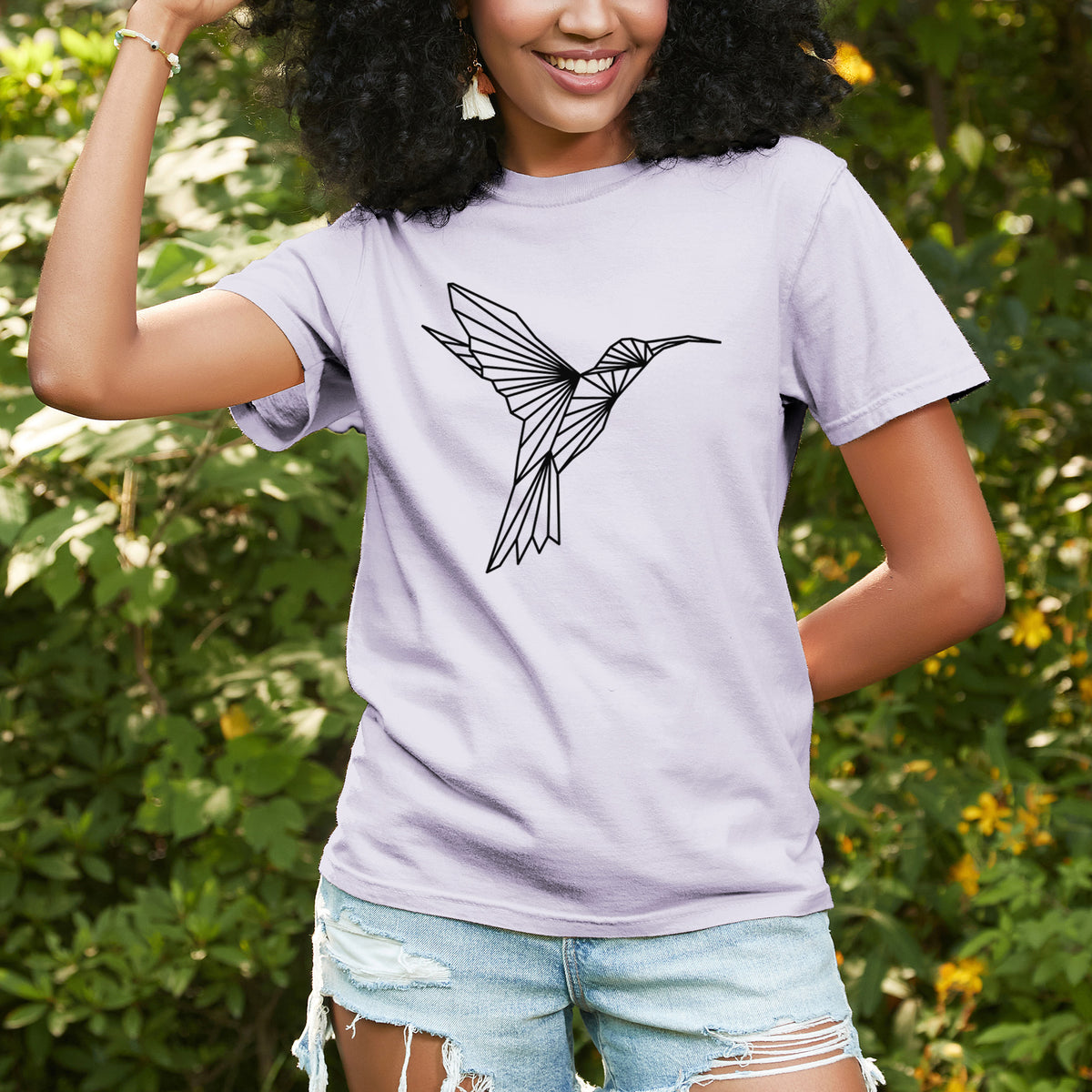 Geometric Hummingbird - Unisex Comfort Colors Garment-Dyed Heavyweight T-shirt