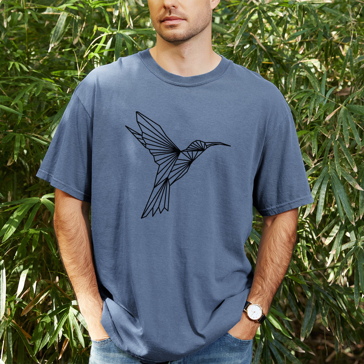Geometric Hummingbird - Unisex Comfort Colors Garment-Dyed Heavyweight T-shirt
