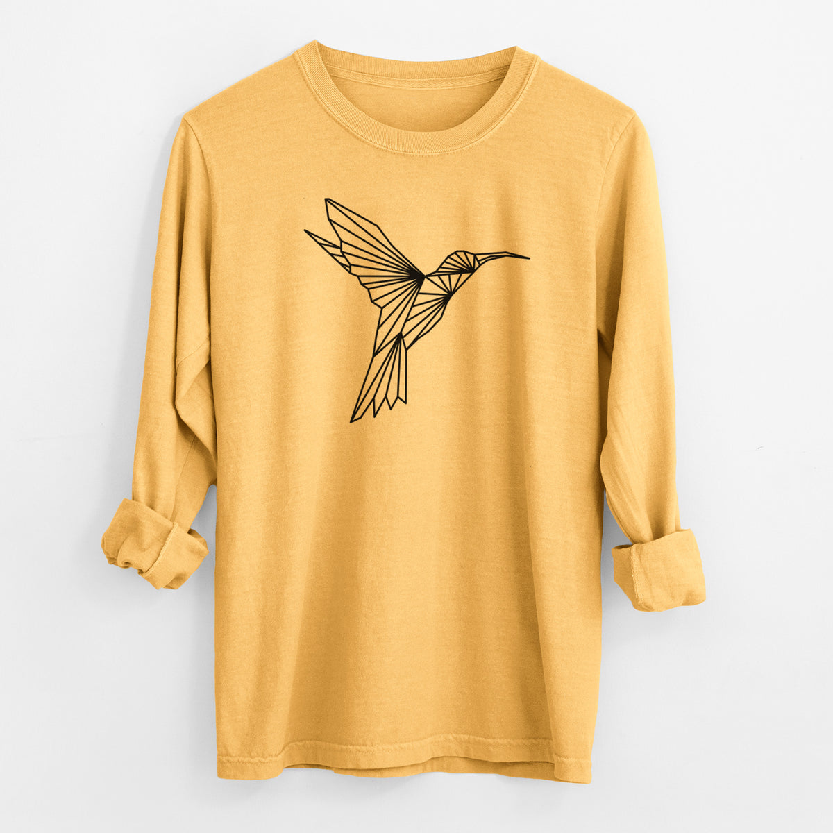 Geometric Hummingbird - Men&#39;s Heavyweight 100% Cotton Long Sleeve