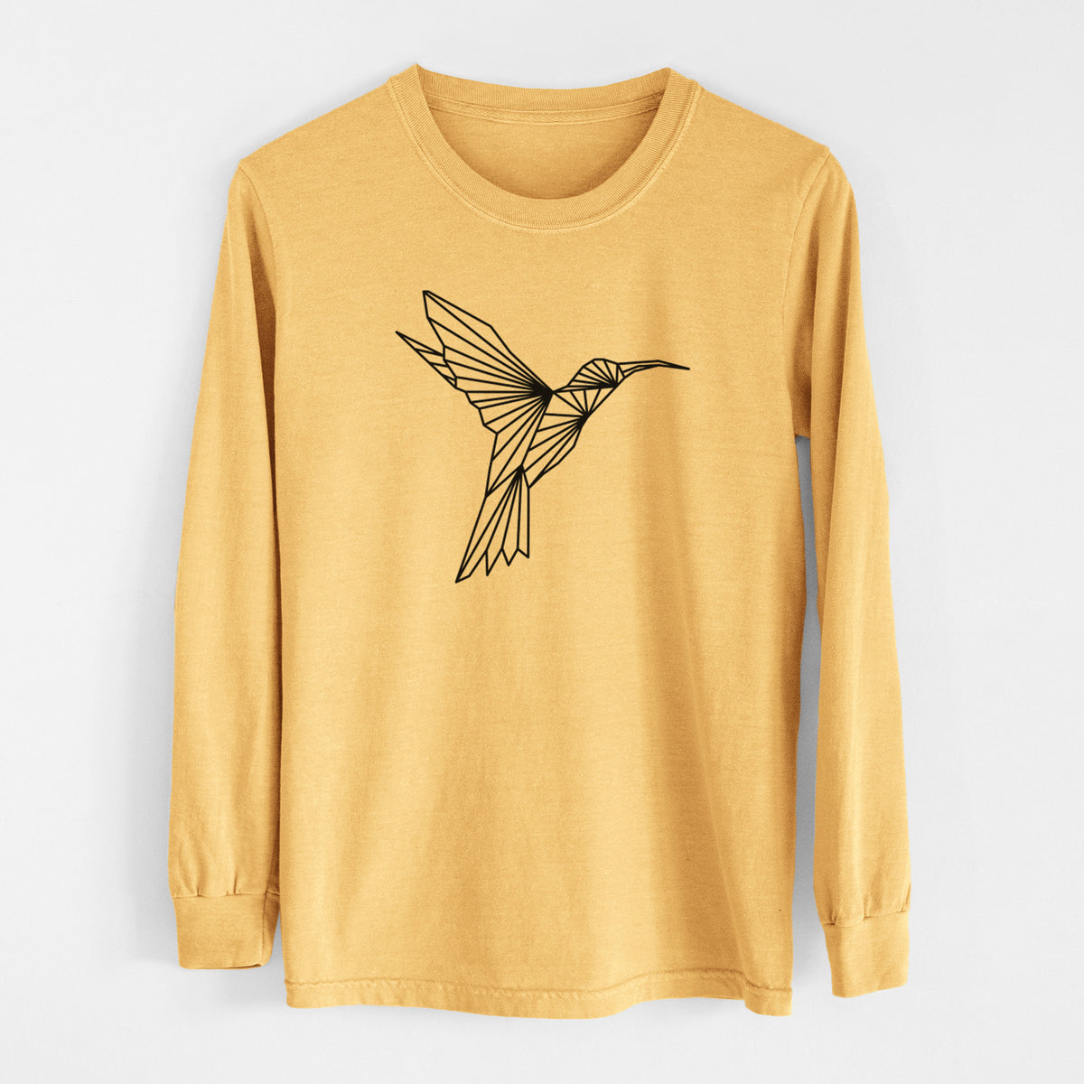 Geometric Hummingbird - Men&#39;s Heavyweight 100% Cotton Long Sleeve