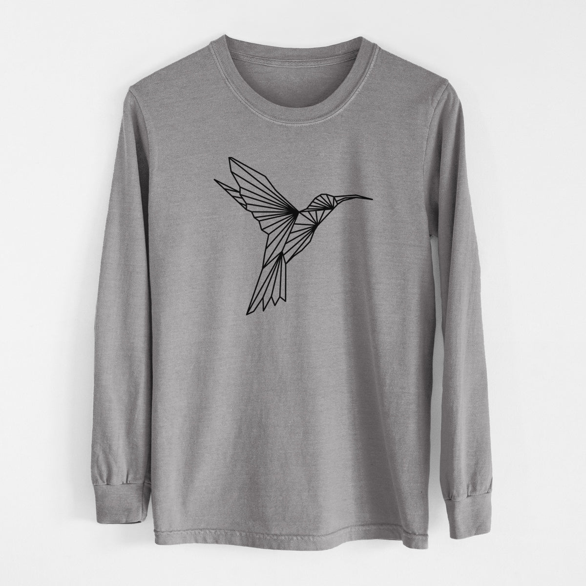 Geometric Hummingbird - Men&#39;s Heavyweight 100% Cotton Long Sleeve