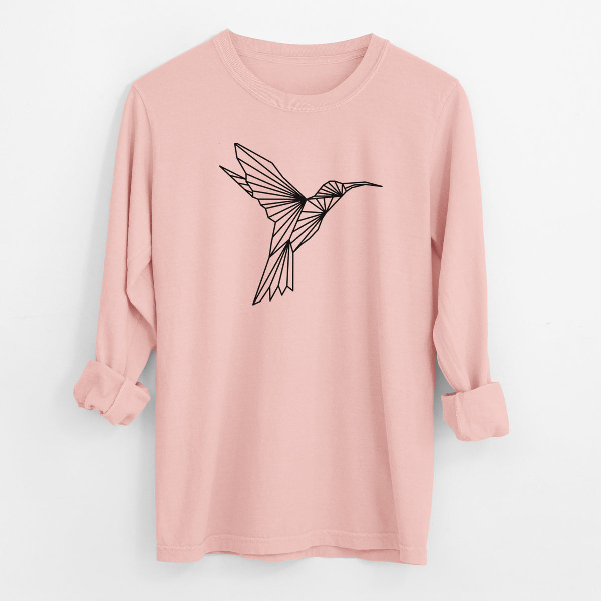 Geometric Hummingbird - Men&#39;s Heavyweight 100% Cotton Long Sleeve