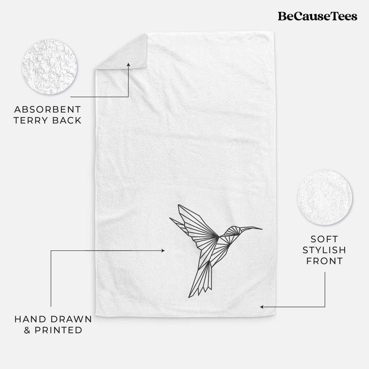 Geometric Hummingbird Premium Decorative Hand Towel