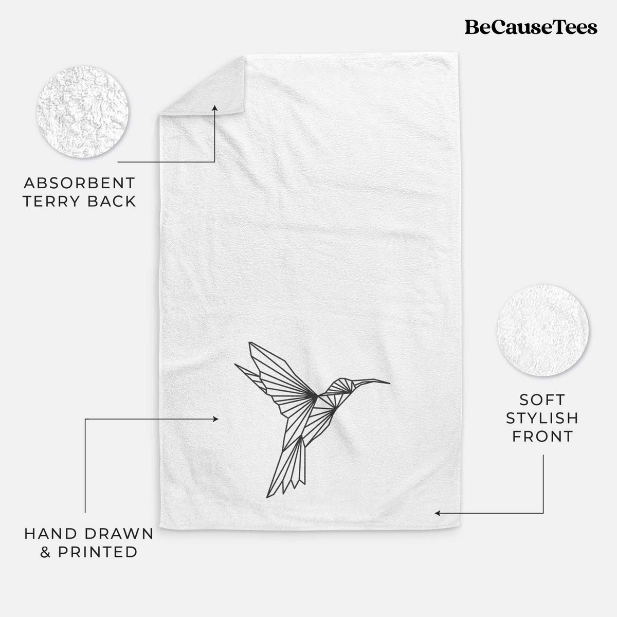 Geometric Hummingbird Premium Decorative Hand Towel