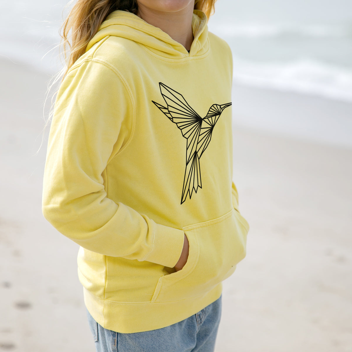 Geometric Hummingbird - Youth Pigment Dyed Hoodie