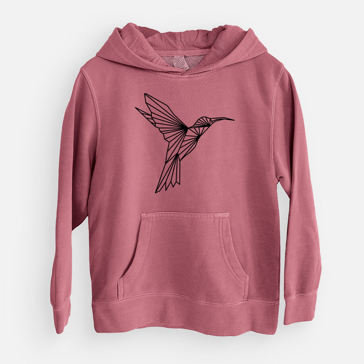 Geometric Hummingbird - Youth Pigment Dyed Hoodie