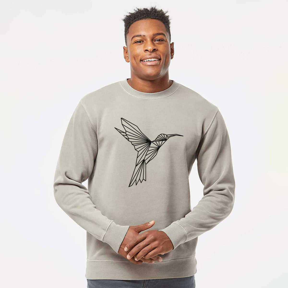 Geometric Hummingbird - Unisex Pigment Dyed Crew Sweatshirt