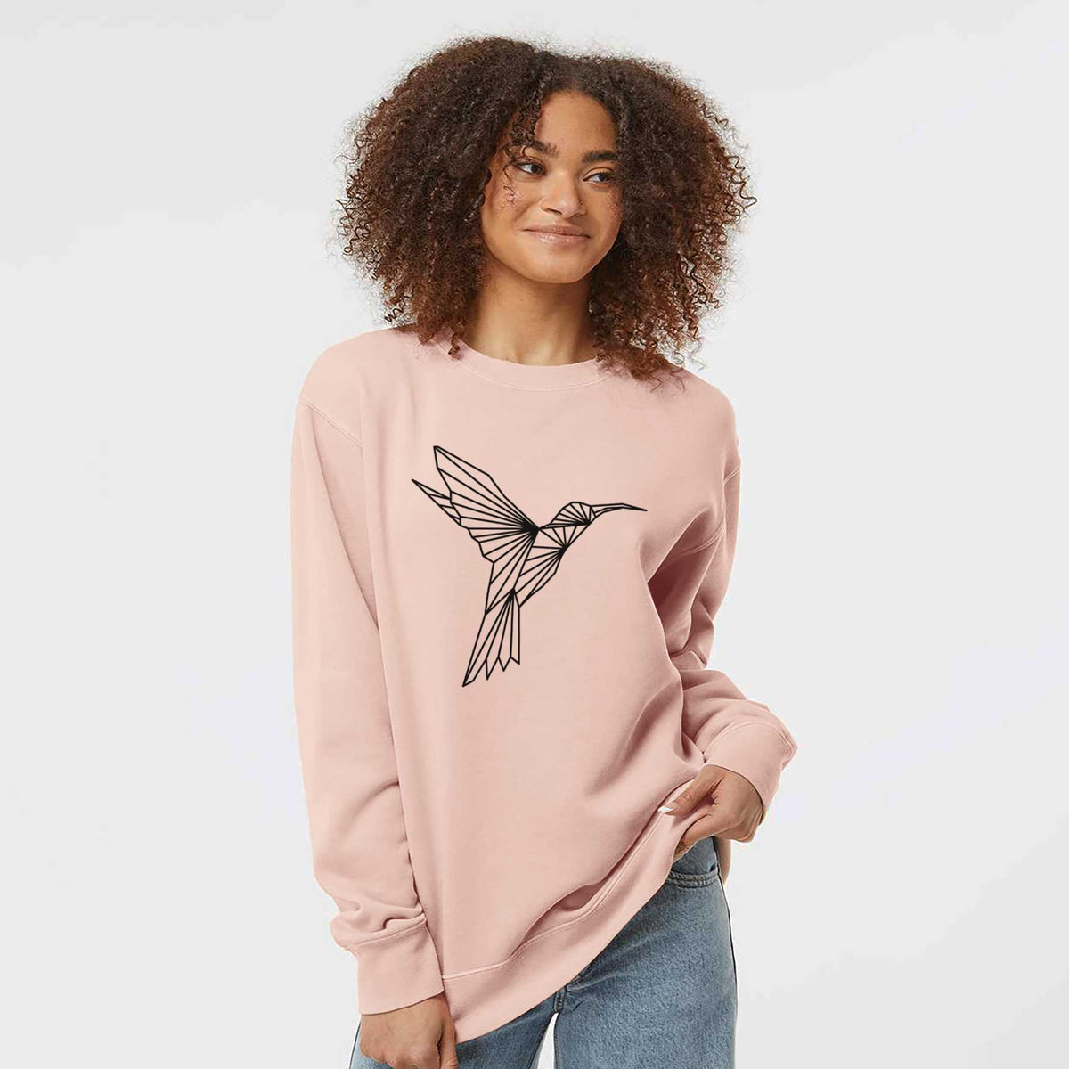 Geometric Hummingbird - Unisex Pigment Dyed Crew Sweatshirt