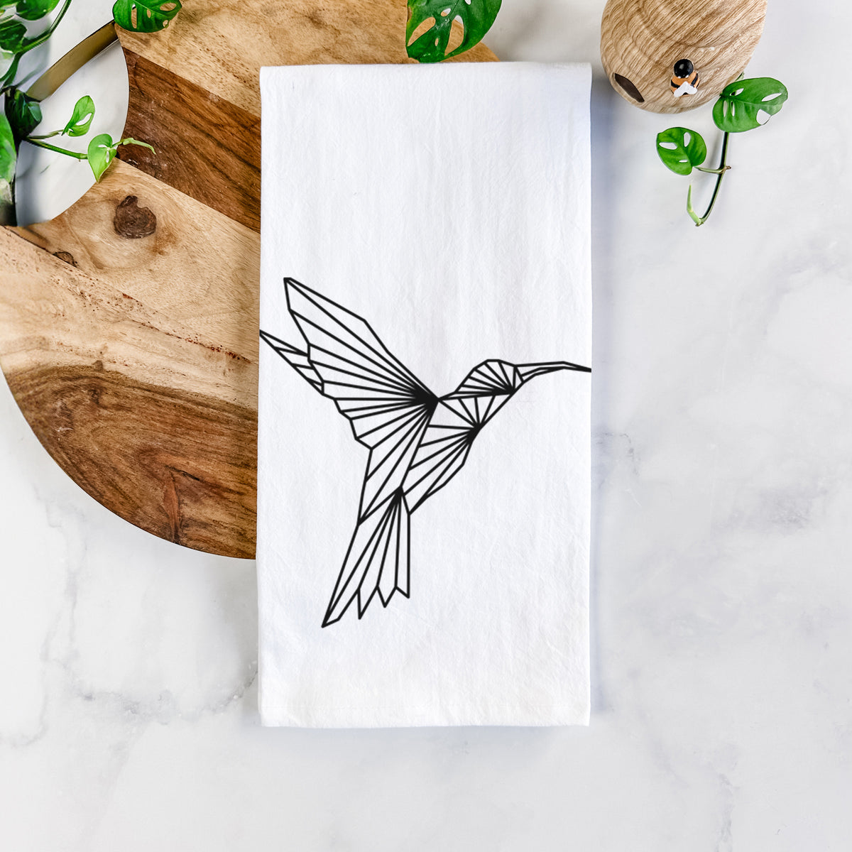 Geometric Hummingbird Tea Towel