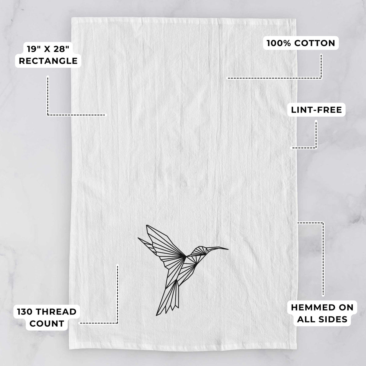 Geometric Hummingbird Tea Towel