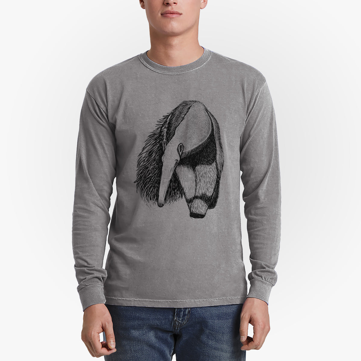 Giant Anteater - Myrmecophaga tridactyla - Men&#39;s Heavyweight 100% Cotton Long Sleeve