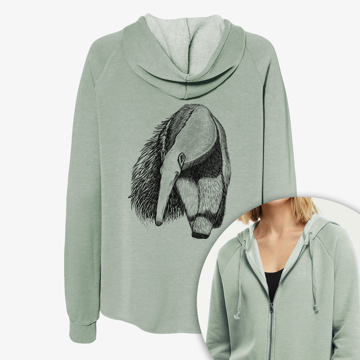 Giant Anteater - Myrmecophaga tridactyla - Women's Cali Wave Zip-Up Sweatshirt
