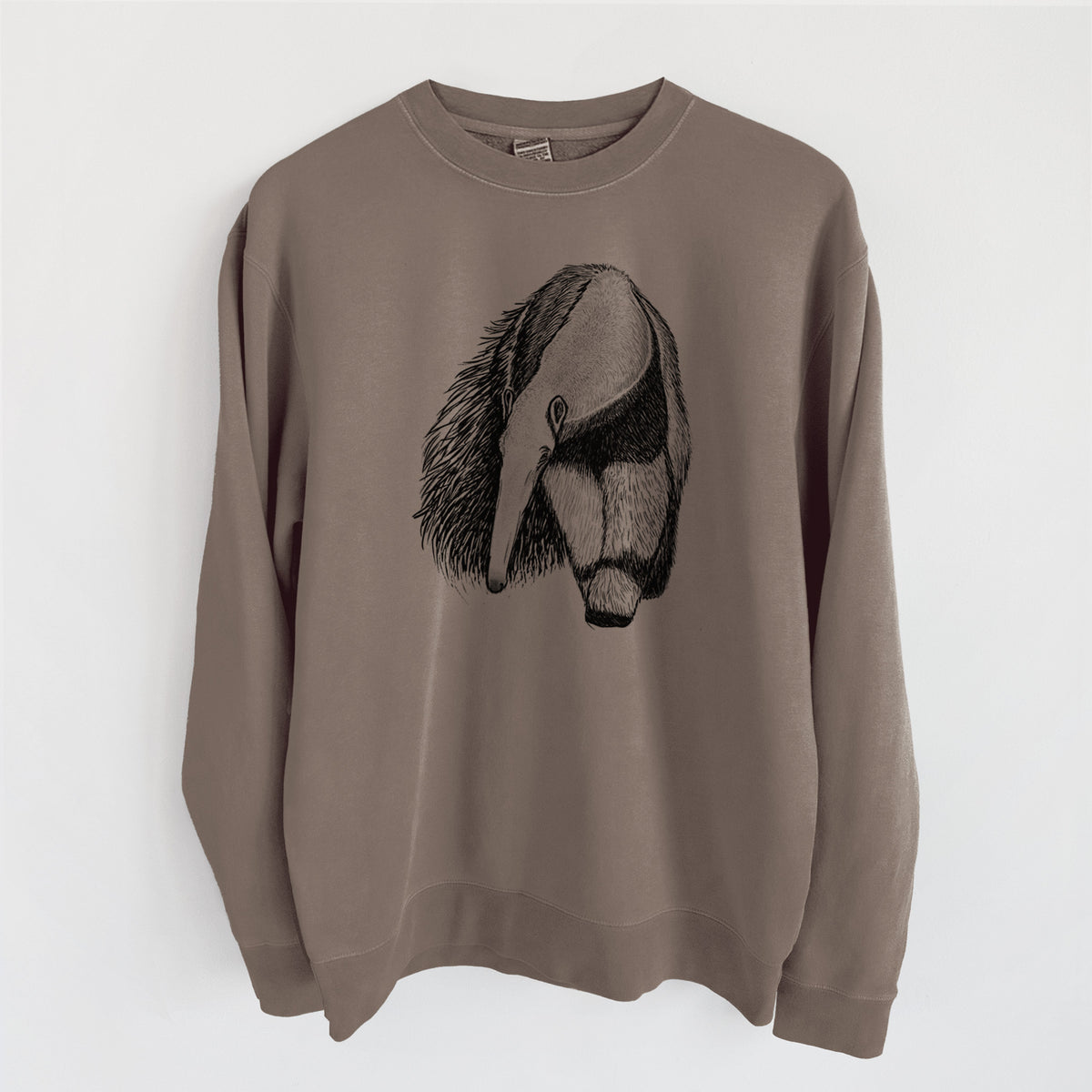 Giant Anteater - Myrmecophaga tridactyla - Unisex Pigment Dyed Crew Sweatshirt in Espresso Brown Color