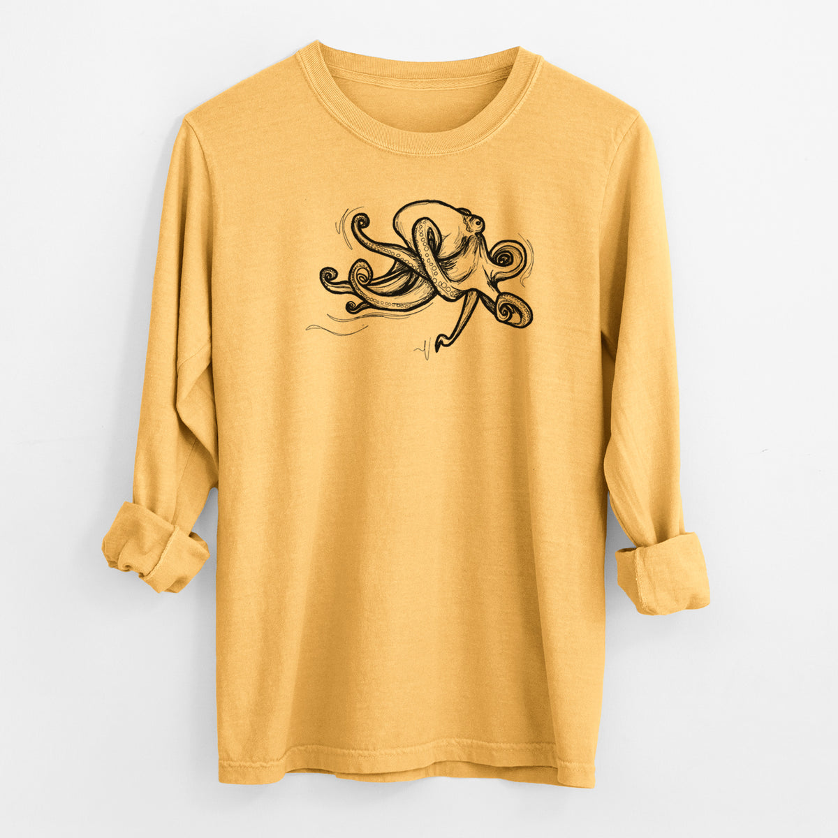 Giant Pacific Octopus - Men&#39;s Heavyweight 100% Cotton Long Sleeve