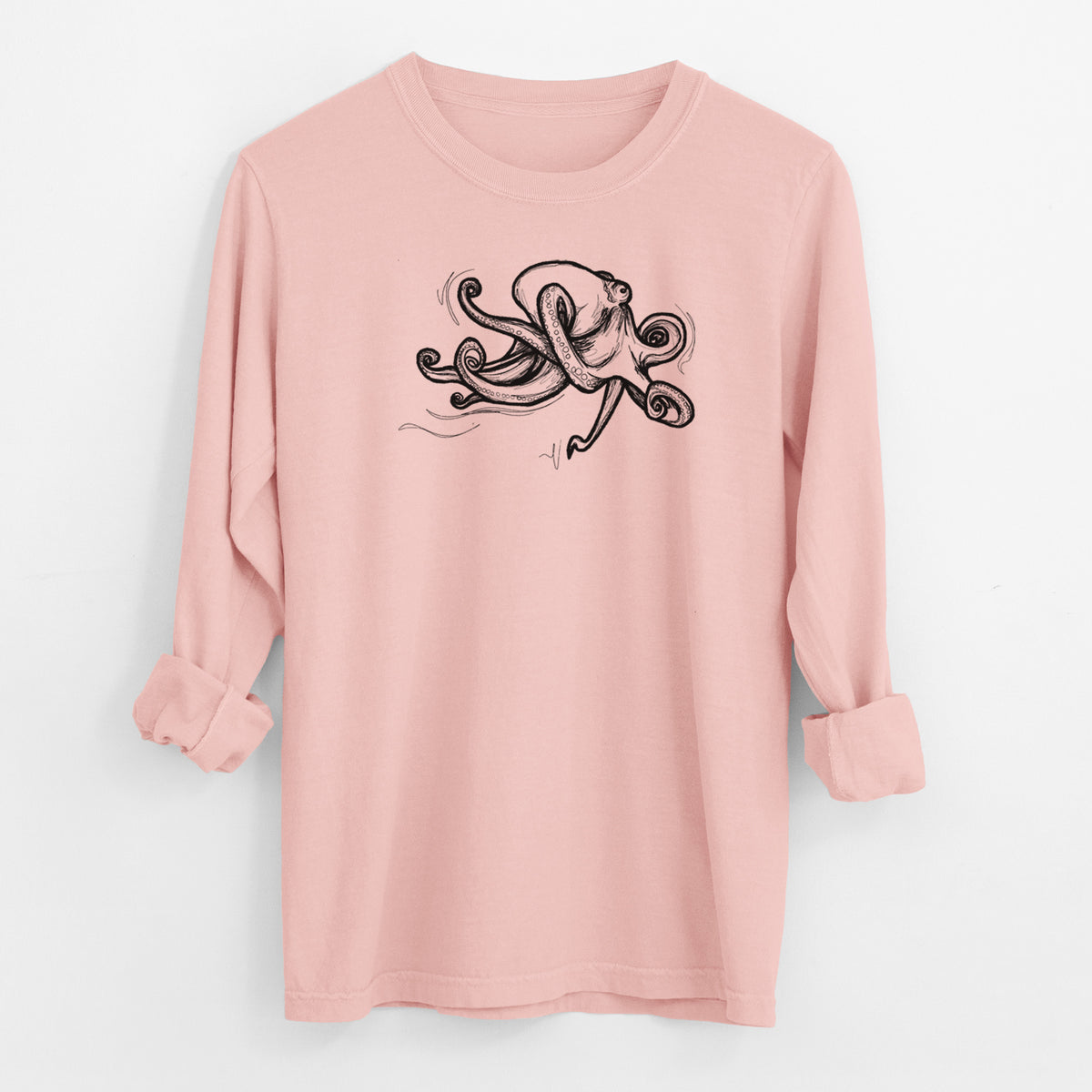 Giant Pacific Octopus - Men&#39;s Heavyweight 100% Cotton Long Sleeve