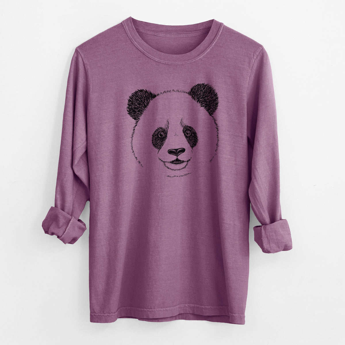 Giant Panda - Men&#39;s Heavyweight 100% Cotton Long Sleeve