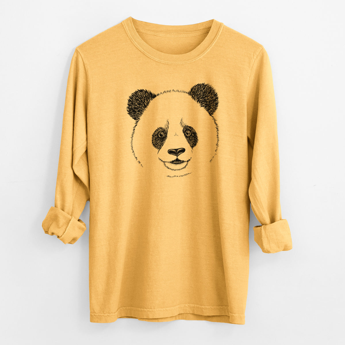 Giant Panda - Men&#39;s Heavyweight 100% Cotton Long Sleeve