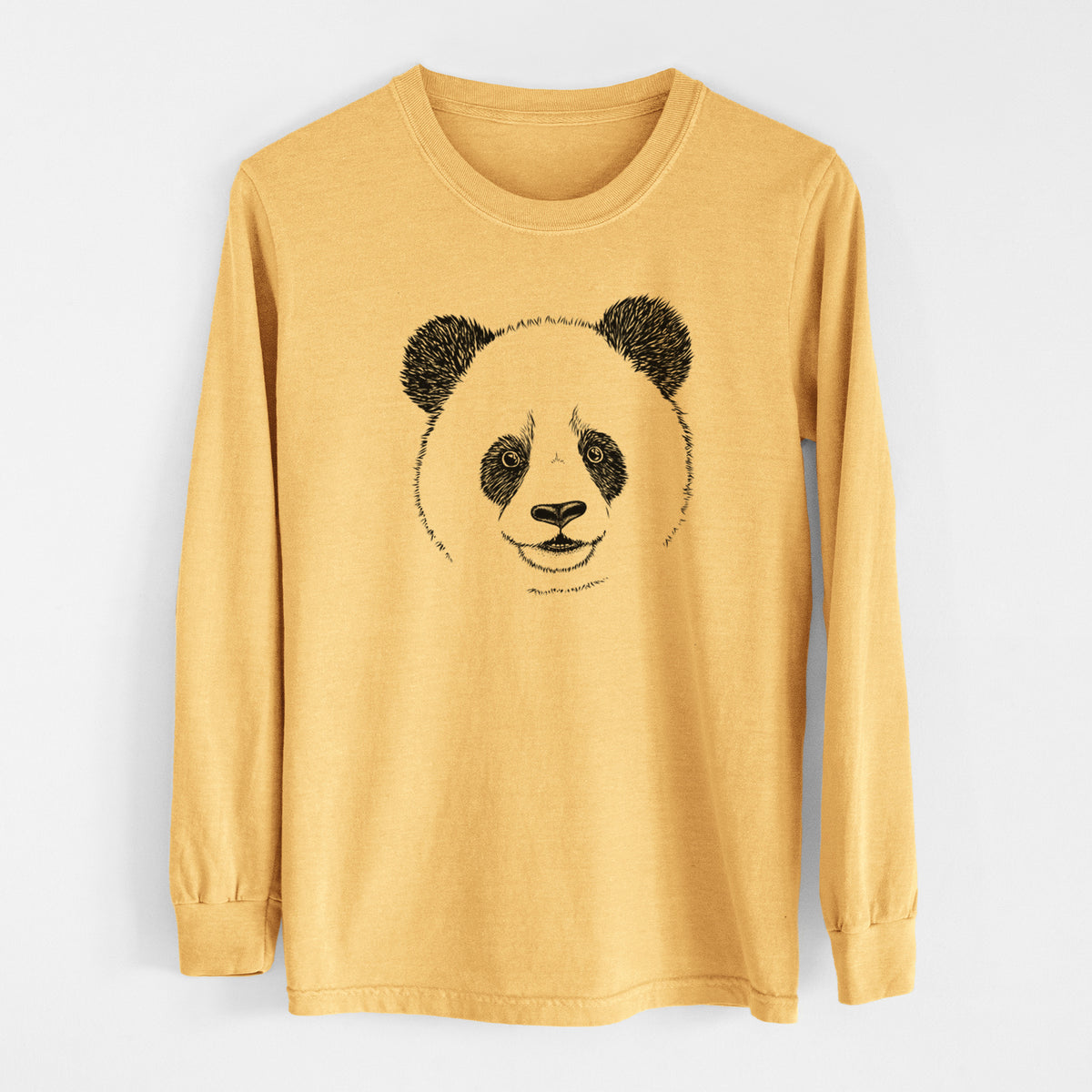 Giant Panda - Men&#39;s Heavyweight 100% Cotton Long Sleeve