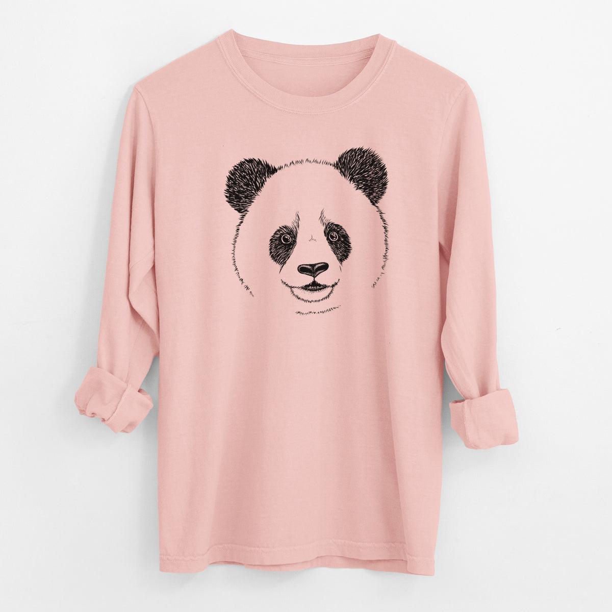 Giant Panda - Men&#39;s Heavyweight 100% Cotton Long Sleeve