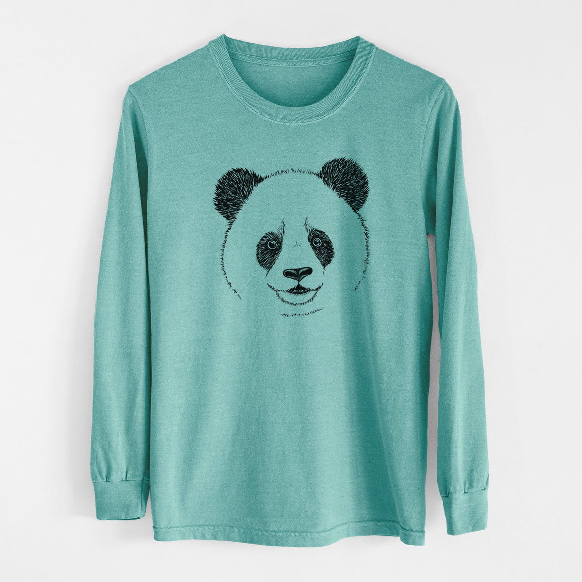 Giant Panda - Men&#39;s Heavyweight 100% Cotton Long Sleeve