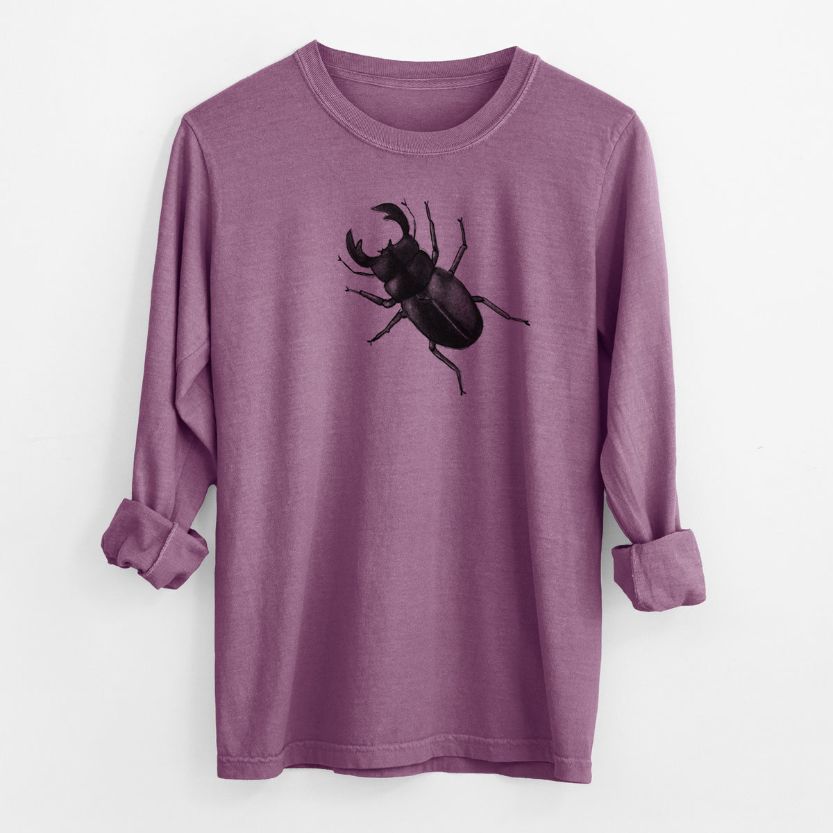 Dorcus titanus - Giant Stag Beetle - Men&#39;s Heavyweight 100% Cotton Long Sleeve